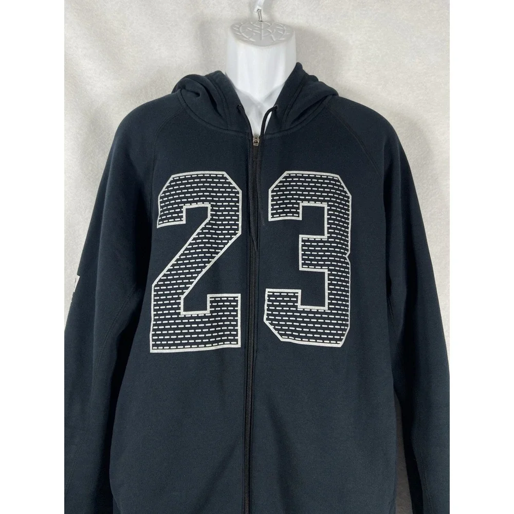 Air Jordan Hoodie Men's Large Black Full Zip Graphic 23 Long Sleeve Sweatshirt